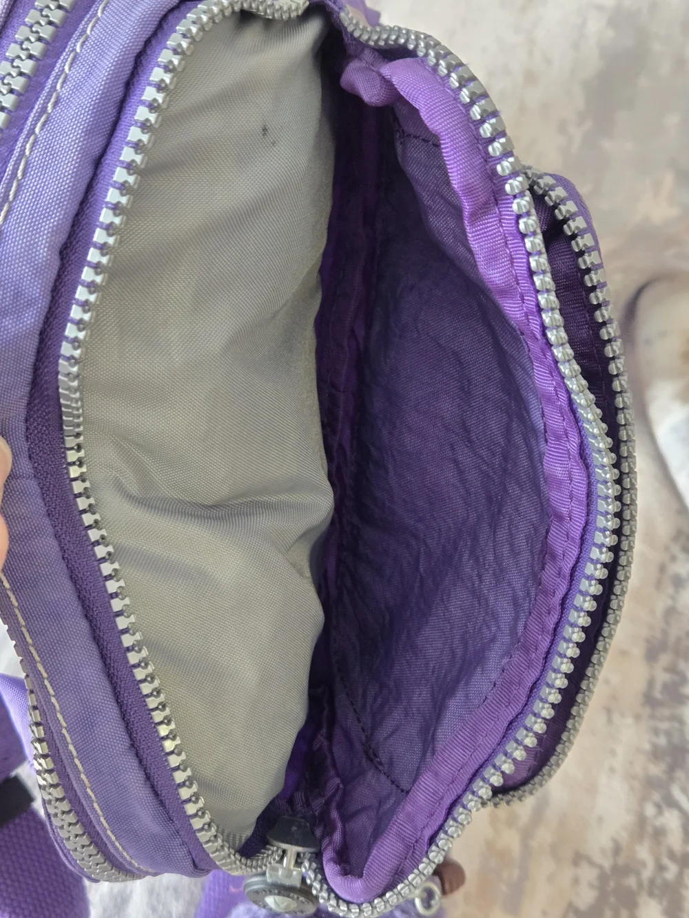 Kipling Purple Convertible Crossbody Waist Pack Belt Bag Monkey Charm